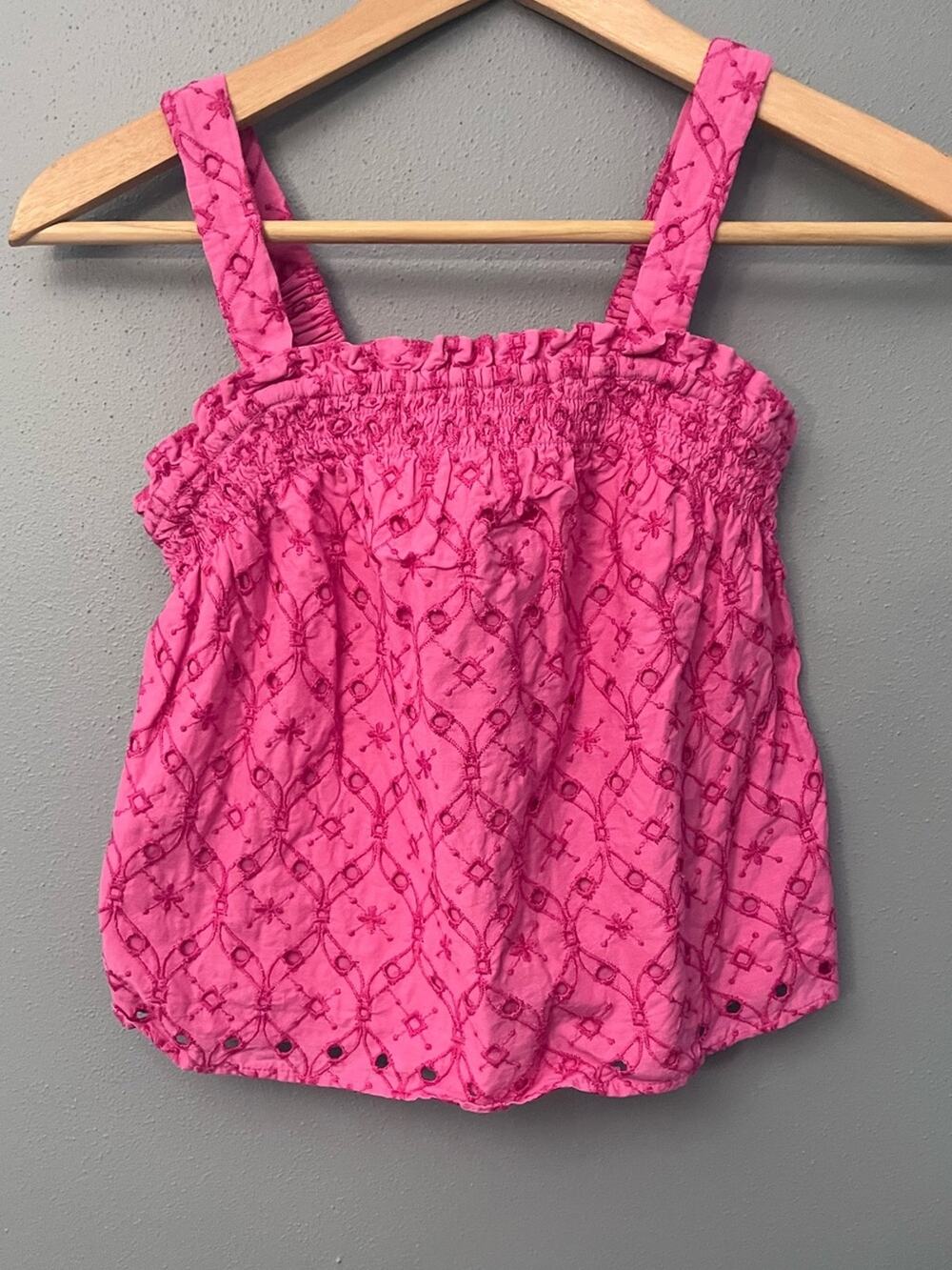 Crewcuts Smocked Tank Top with Embroidered Pattern